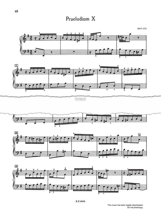 Produktbild zu: Prelude And Fugue No.10 in E minor, BWV 879 (from 'The Well-Tempered Klavier Book II')