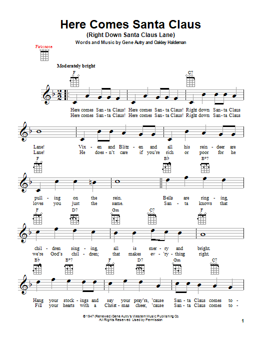 Product gallery: Page 1 of 1 Here Comes Santa Claus (Right Down Santa Claus Lane), Gene Autry
