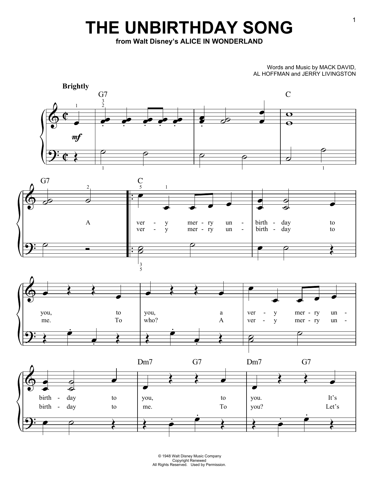 Product picture to: The Unbirthday Song (from Alice In Wonderland)
