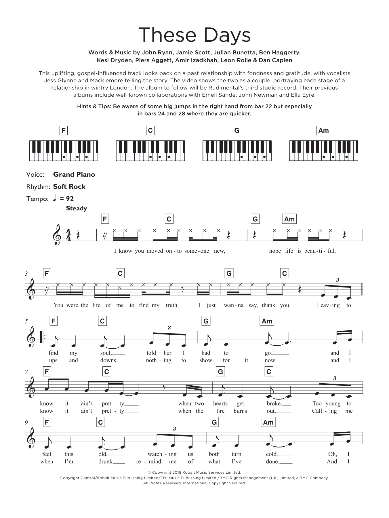 Produktgalerie: Seite 1 von 1 These Days (featuring Jess Glynne, Macklemore and Dan Caplen), Rudimental, Keyboard