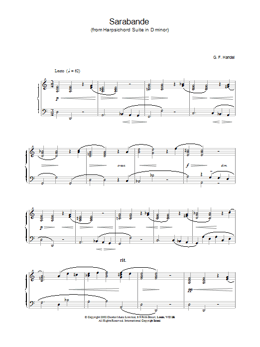 Product gallery: Page 1 of 1 Sarabande, G. F. Handel