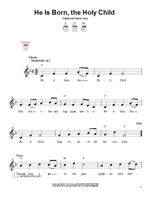 Product gallery: Page 1 of 1 He Is Born, The Holy Child (Il Est Ne, Le Divin Enfant), Traditional French Carol