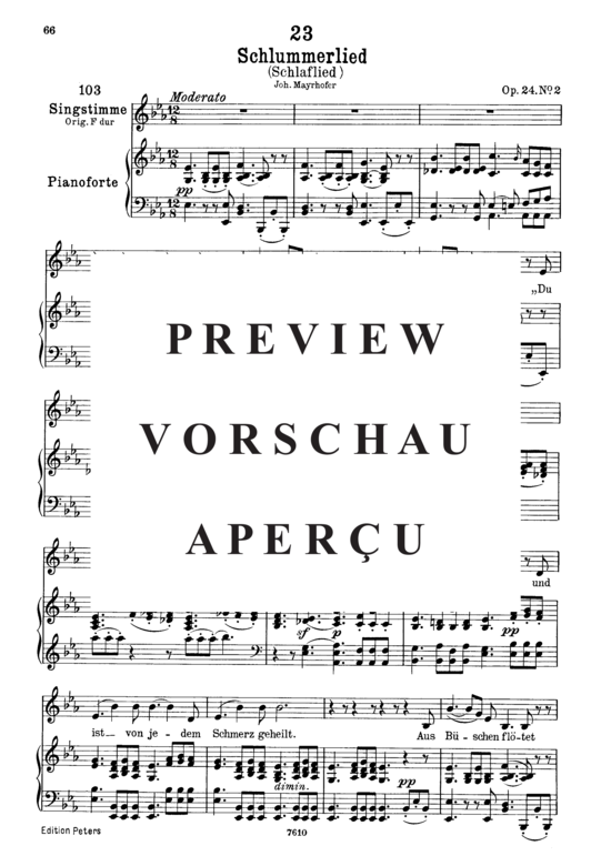 gallery: Schlaflied (Schlummerlied) , ,  es mahnt der wald, D.527 (Gesang tief + Klavier)