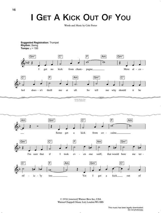 Produktgalerie: Seite 1 von 1 I Get A Kick Out Of You, Cole Porter, Gesang, Gitarre, Keyboard