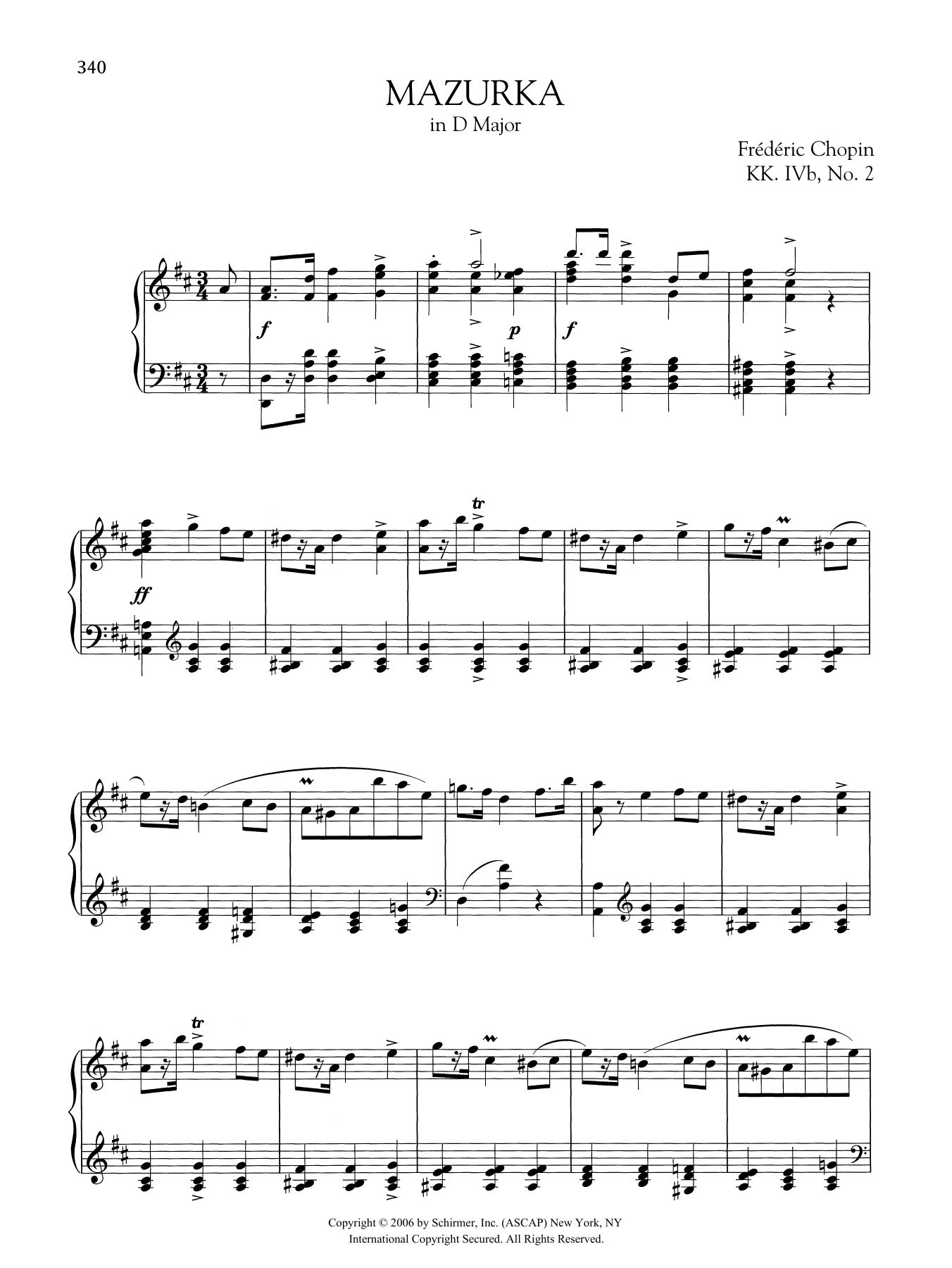 Product gallery: Page 1 of 1 Mazurka in D Major, KK. IVb, No. 2, Frédéric Chopin