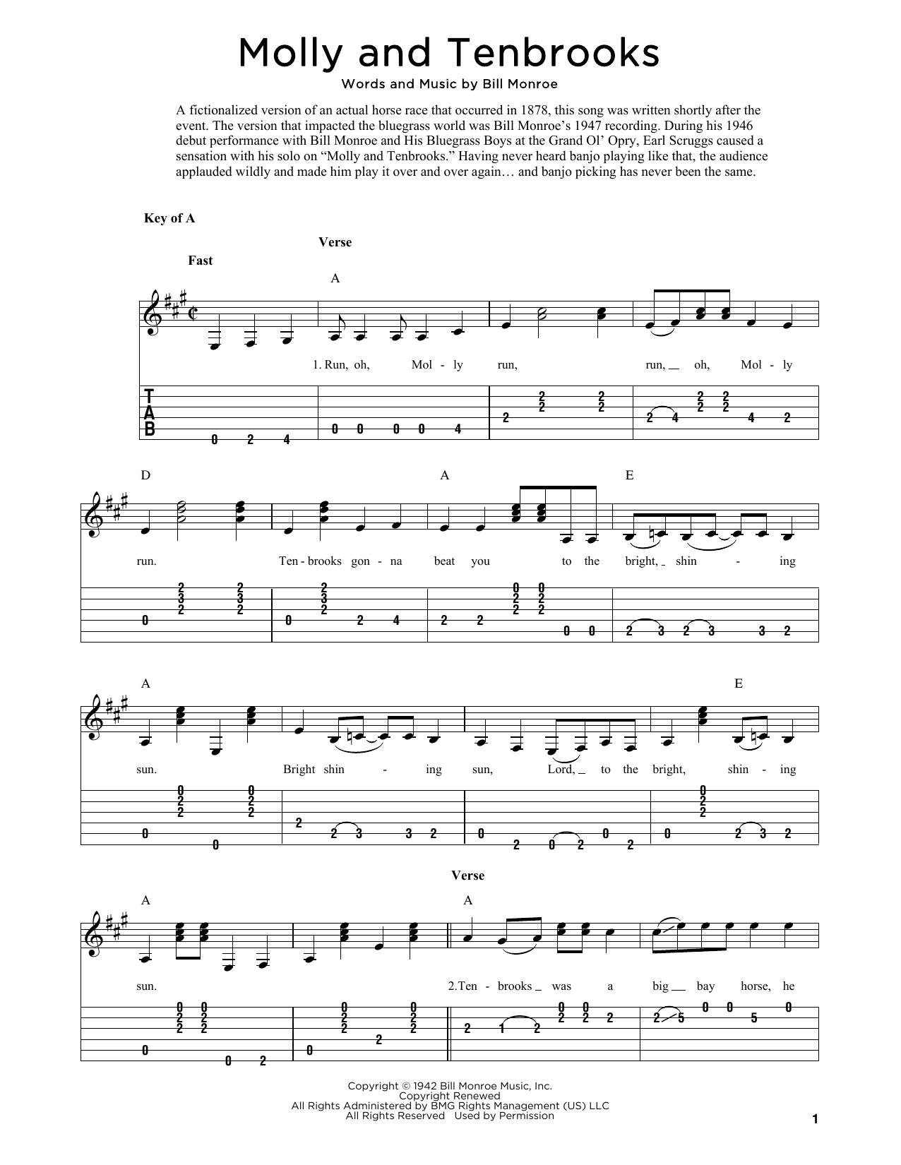 Produktgalerie: Seite 1 von 1 Molly And Tenbrooks (arr. Fred Sokolow), Bill Monroe, Gitarre