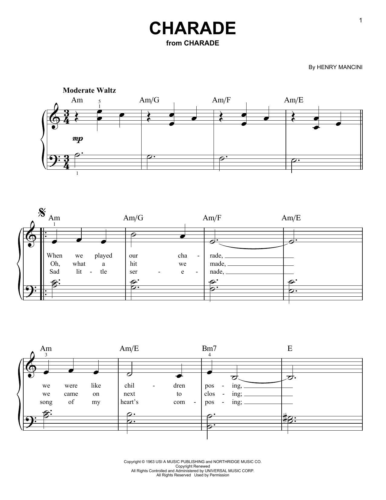 Produktgalerie: Seite 1 von 1 Charade (from Charade), Henry Mancini, Klavier