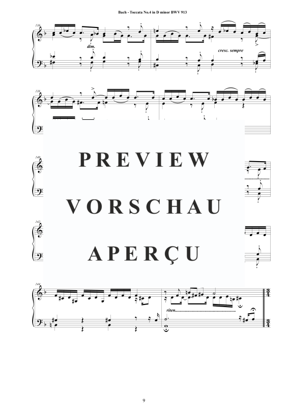 Produktgalerie: Seite 10 von 11 Toccata Nr. 4 D-Moll BWV 913, , Cembalo/Klavier Solo