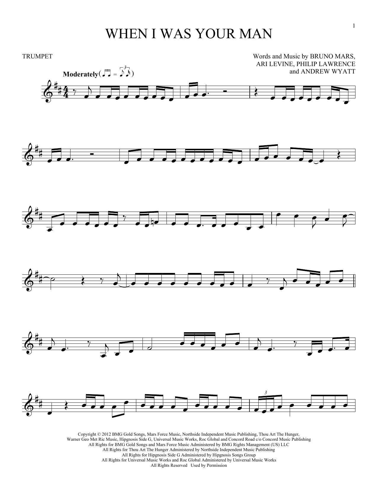 Produktgalerie: Seite 1 von 1 When I Was Your Man, Bruno Mars, Trompete