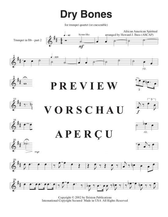 Produktgalerie: Seite 12 von 19 Dry Bones , , (3 Trompeten in B und 1 Basstrompete/Posaune)
