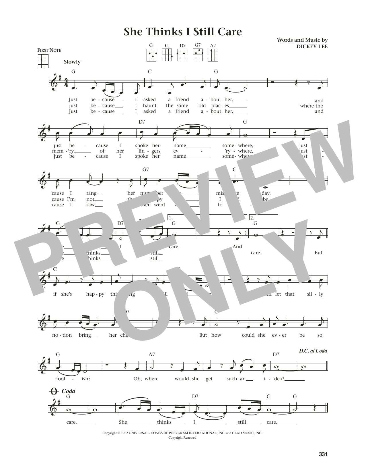 Produktgalerie: Seite 1 von 1 She Thinks I Still Care (from The Daily Ukulele) (arr. Jim Beloff), George Jones, Ukulele