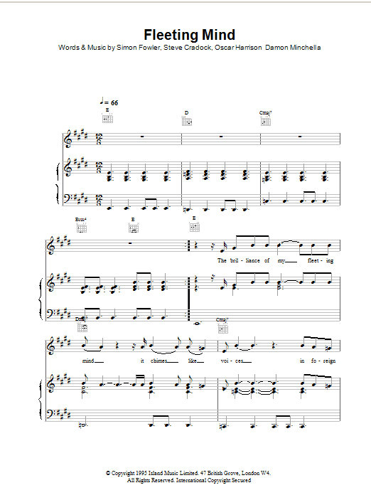 Produktgalerie: Seite 1 von 1 Fleeting Mind, Ocean Colour Scene, Gesang, Gitarre, Klavier