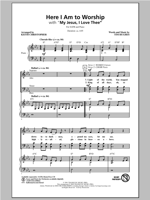 Produktgalerie: Seite 1 von 1 Here I Am To Worship (with "My Jesus, I Love Thee") (arr. Keith Christopher), Tim Hughes, Chor