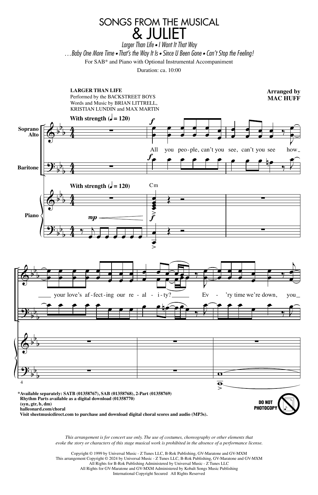 Produktbild zu: Songs from the Musical "& Juliet" (Choral Medley)