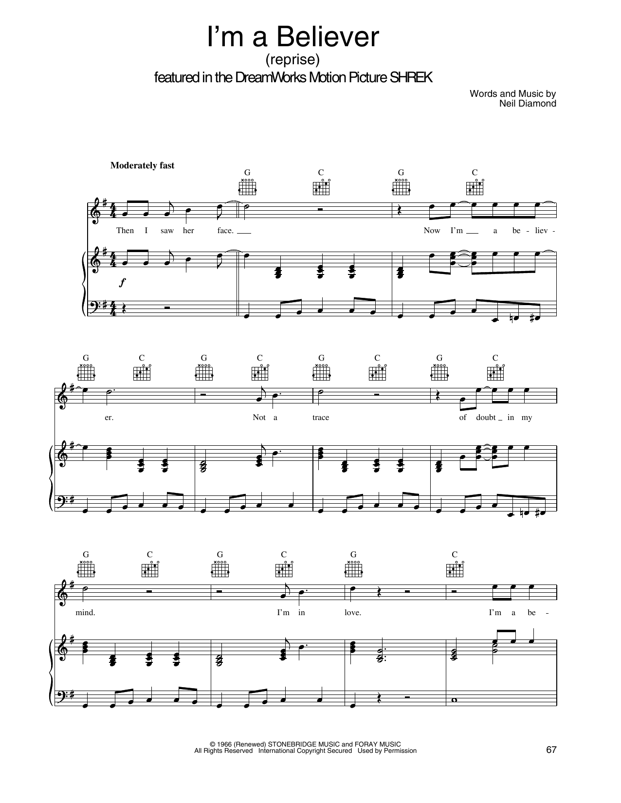 Produktgalerie: Seite 1 von 1 I'm A Believer (from Shrek), Smash Mouth, Gesang, Gitarre, Klavier