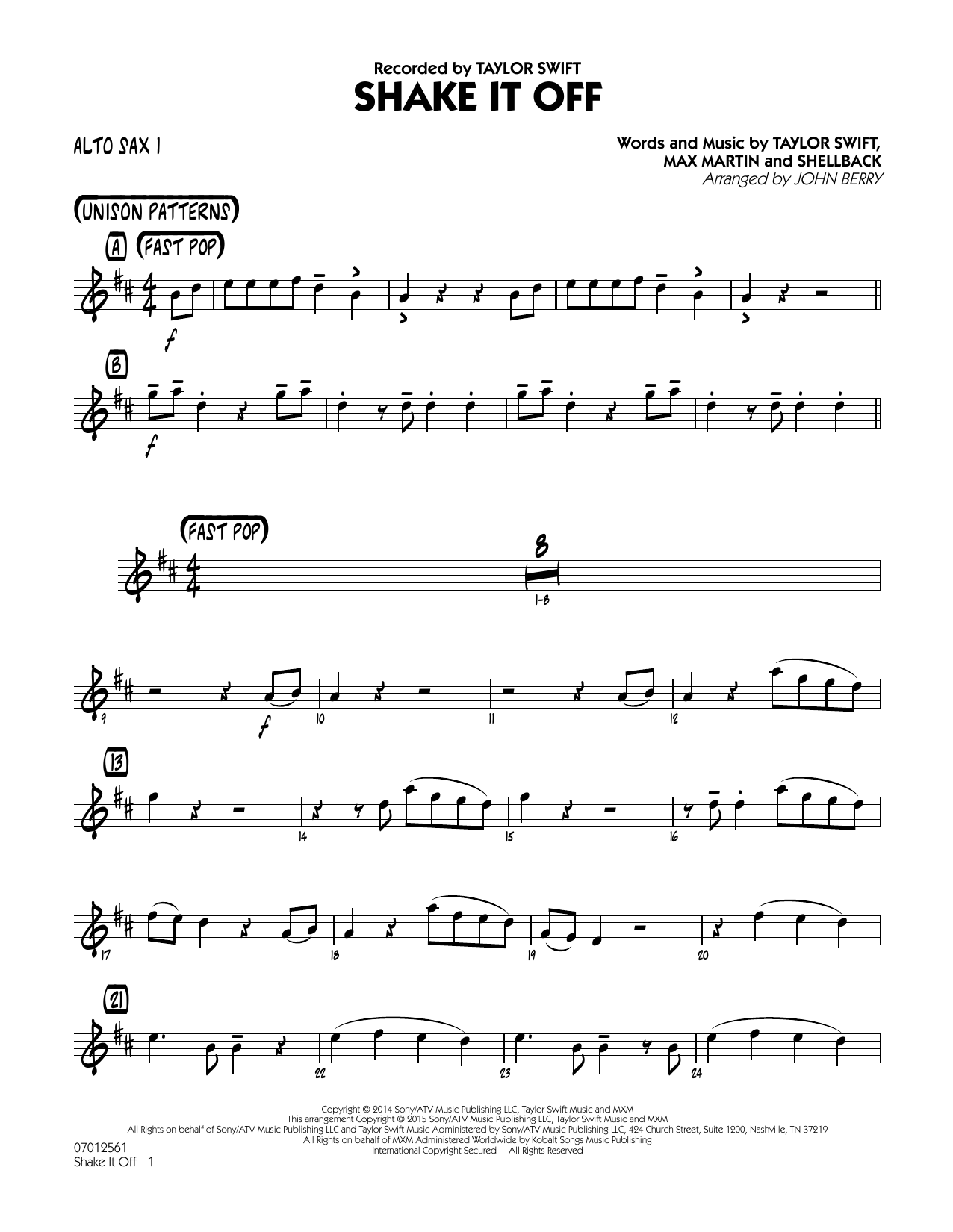 Produktgalerie: Seite 1 von 1 Shake It Off - Alto Sax 1, John Berry