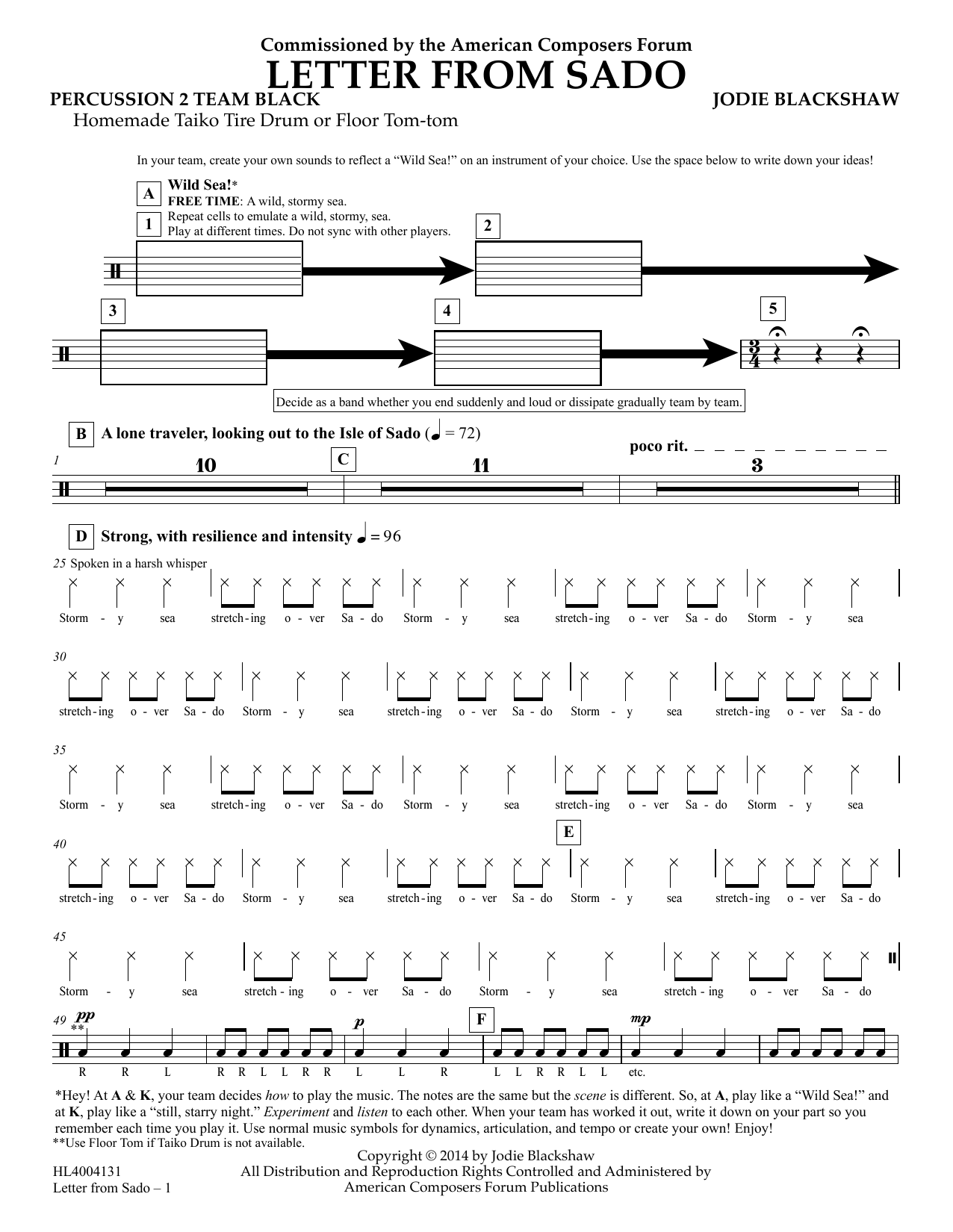 Product gallery: Page 1 of 1 Letter from Sado - Percussion 2 Team Black, Jodie Blackshaw