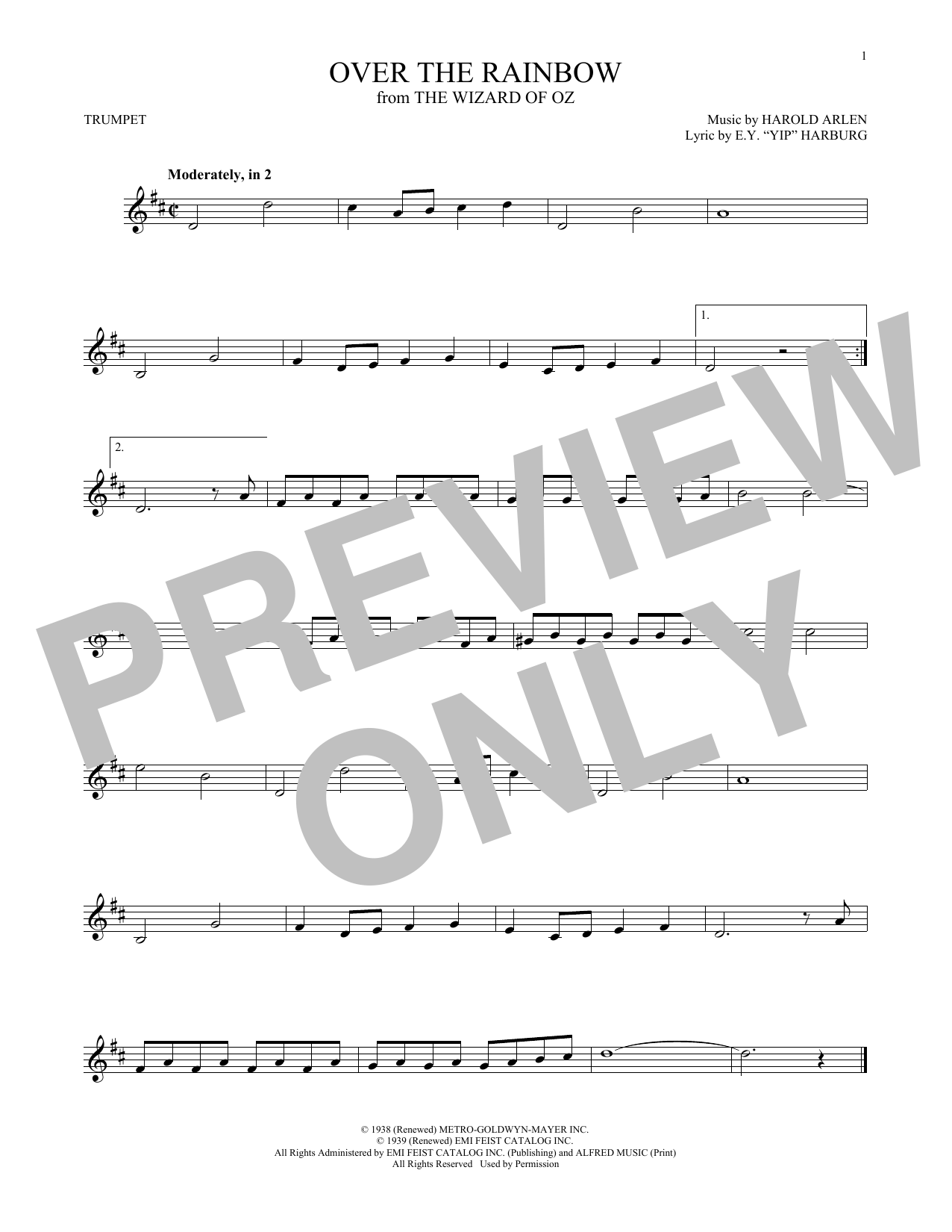 Produktgalerie: Seite 1 von 1 Over The Rainbow (from The Wizard Of Oz), Judy Garland, Trompete