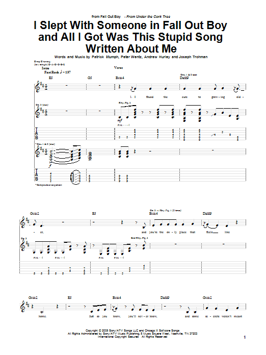 Produktgalerie: Seite 1 von 1 I Slept With Someone In Fall Out Boy And All I Got Was This Stupid Song Written About Me, Fall Out Boy, Gitarre