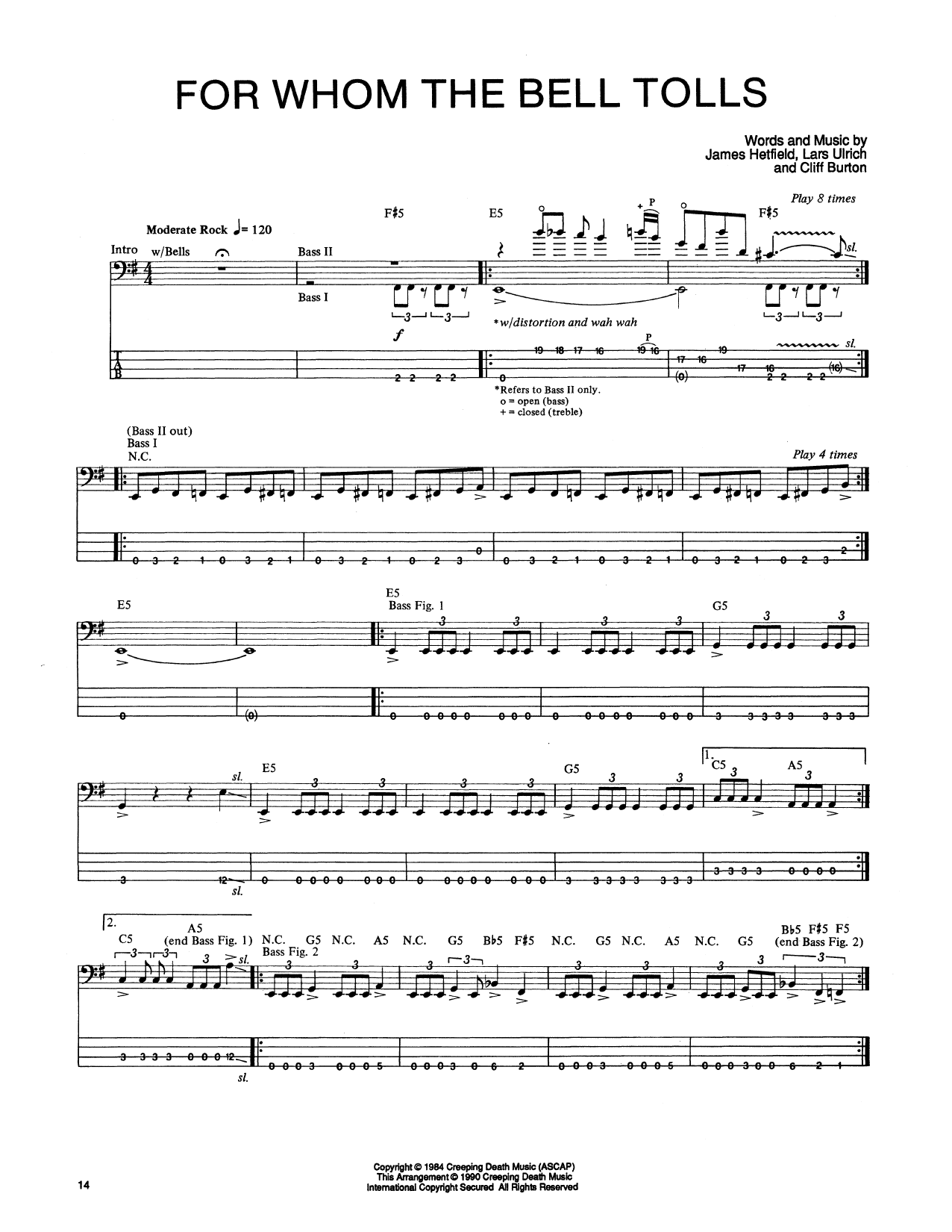 Produktgalerie: Seite 1 von 1 For Whom The Bell Tolls, Metallica, E-Bass