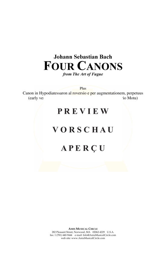 Produktgalerie: Seite 1 von 20 Vier Kanon aus Kunst der Fuge , , (Concert Band)