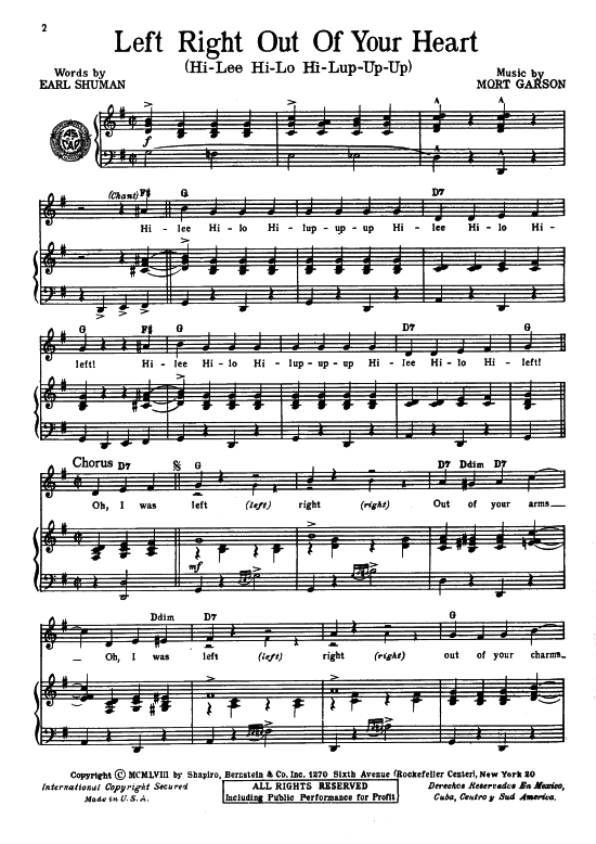 Produktbild zu: Left Right Of Your Heart (Hi-Lee Hi-Lo Hi-Lup-Up-Up) Patti Page