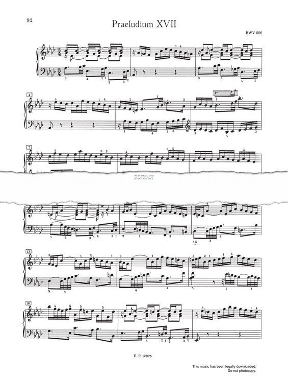 Produktbild zu: Prelude And Fugue No.17 in Ab major, BWV 886 (from 'The Well-Tempered Klavier Book II')