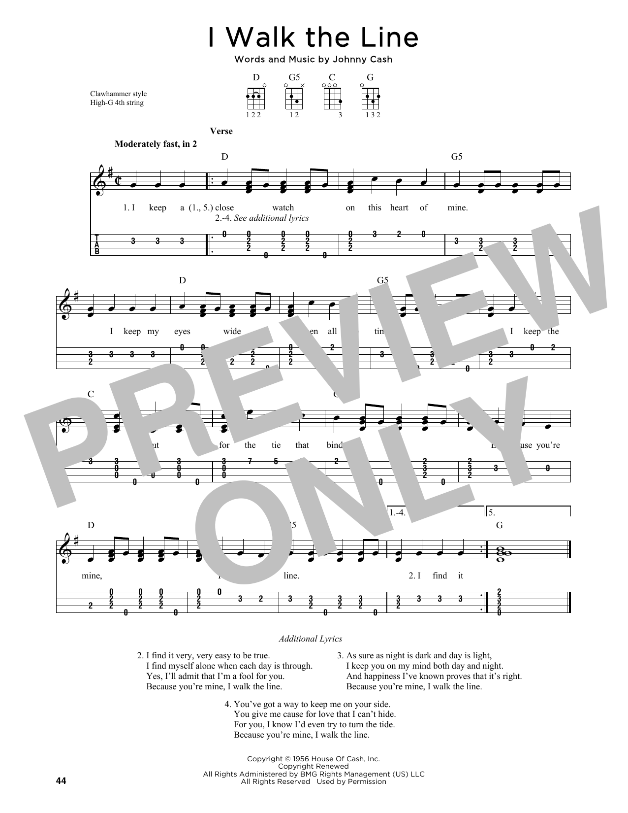 Product gallery: Page 1 of 1 I Walk The Line (arr. Jim Schustedt), Johnny Cash