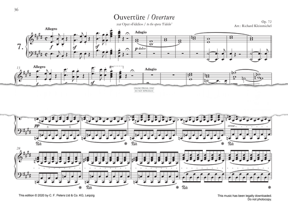 Produktgalerie: Seite 1 von 1 Overture to the opera ‘Fidelio’, Op. 72, Ludwig van Beethoven, Klavier