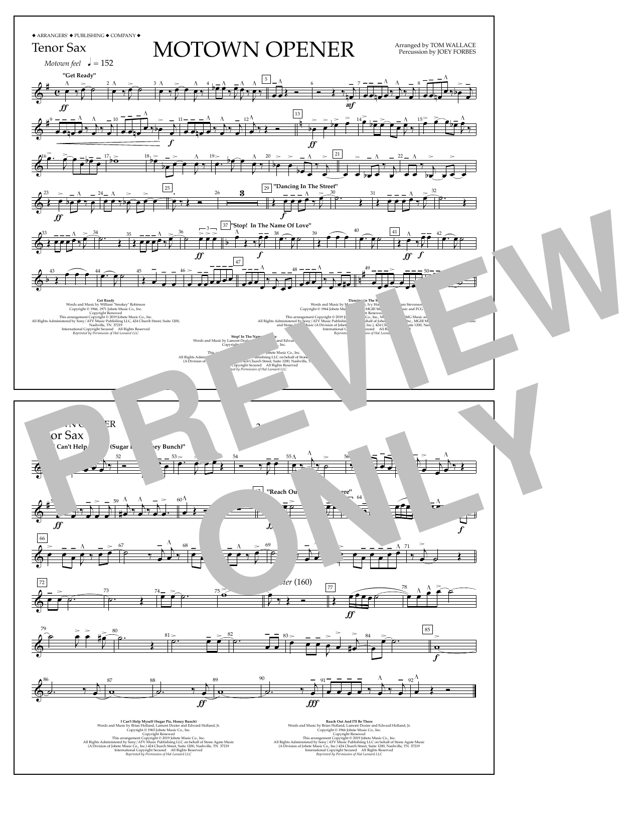 Product picture to: Motown Theme Show Opener (arr. Tom Wallace) - Tenor Sax