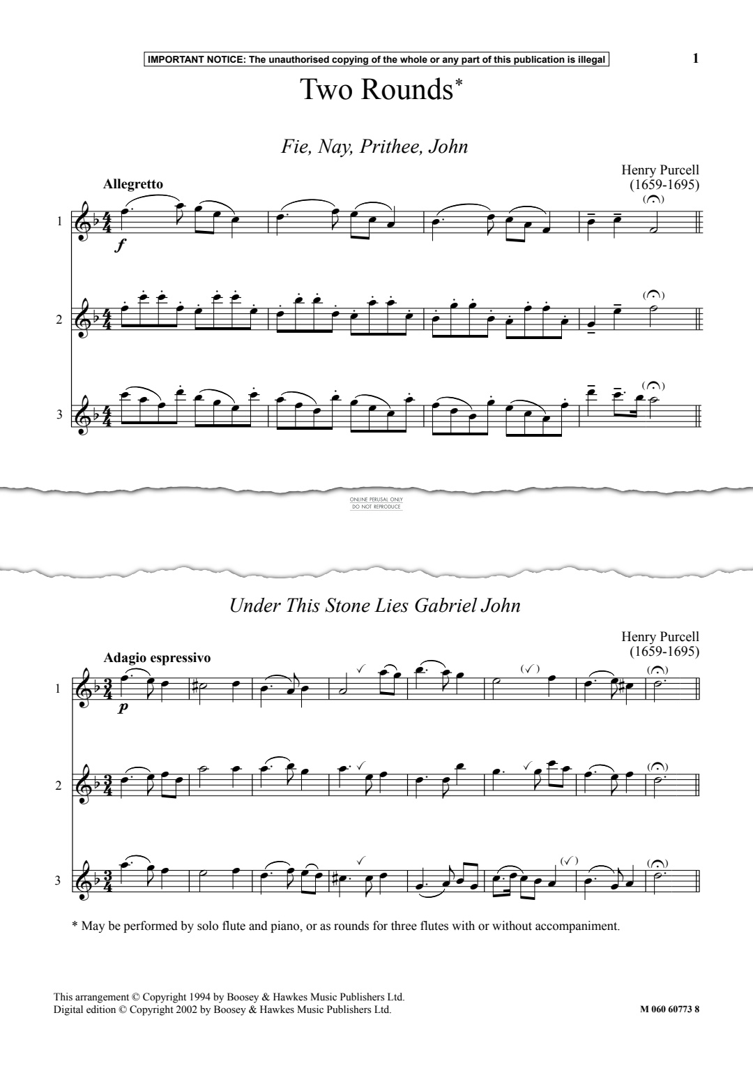 Produktgalerie: Seite 1 von 1 Two Rounds, Henry Purcell, Flöte