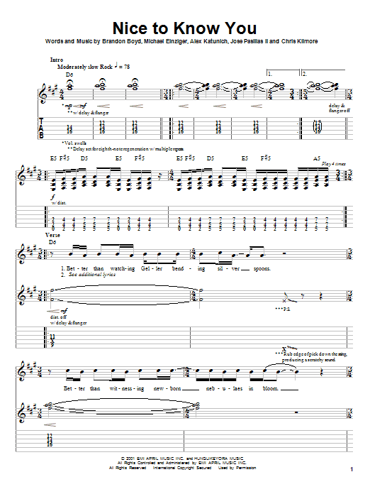 Produktgalerie: Seite 1 von 1 Nice To Know You, Incubus, Gitarre