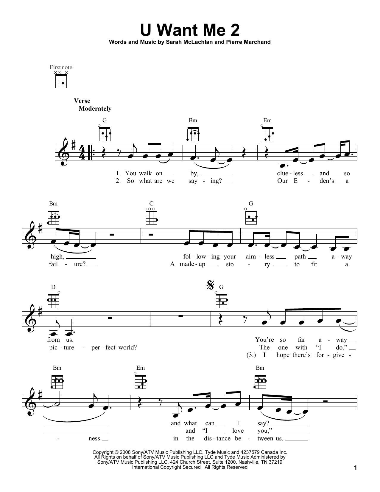 Product gallery: Page 1 of 1 U Want Me 2, Sarah McLachlan
