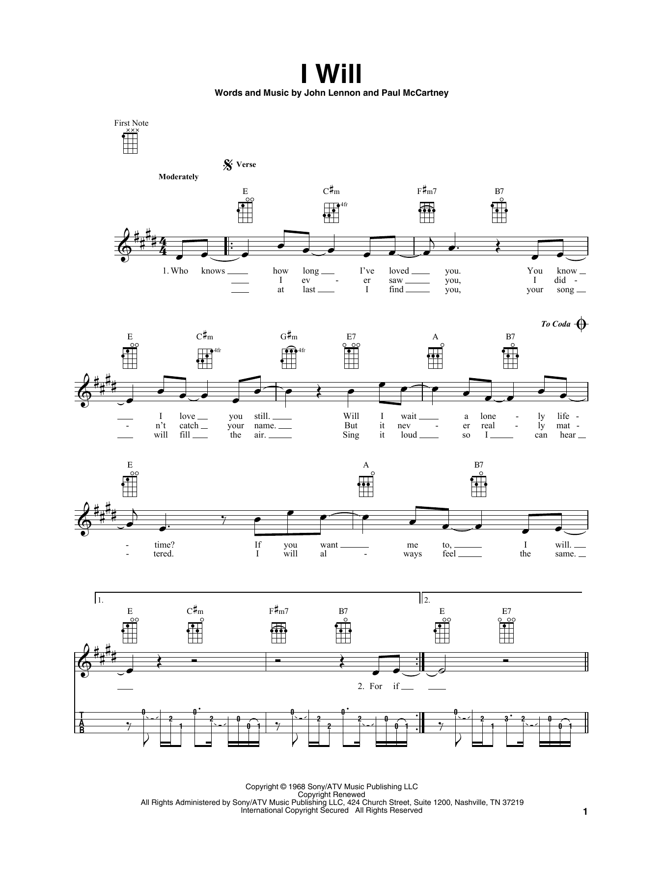 Product gallery: Page 1 of 1 I Will, The Beatles
