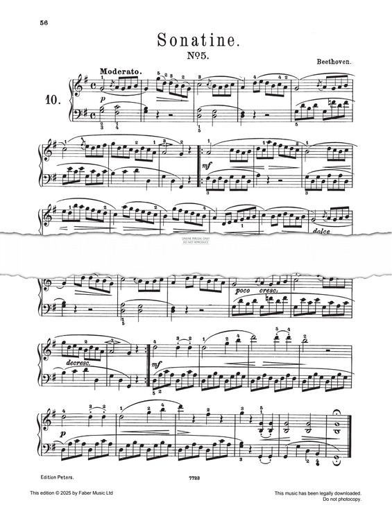 Produktgalerie: Seite 1 von 1 Sonatina in G major No. 5, Ludwig van Beethoven, Klavier