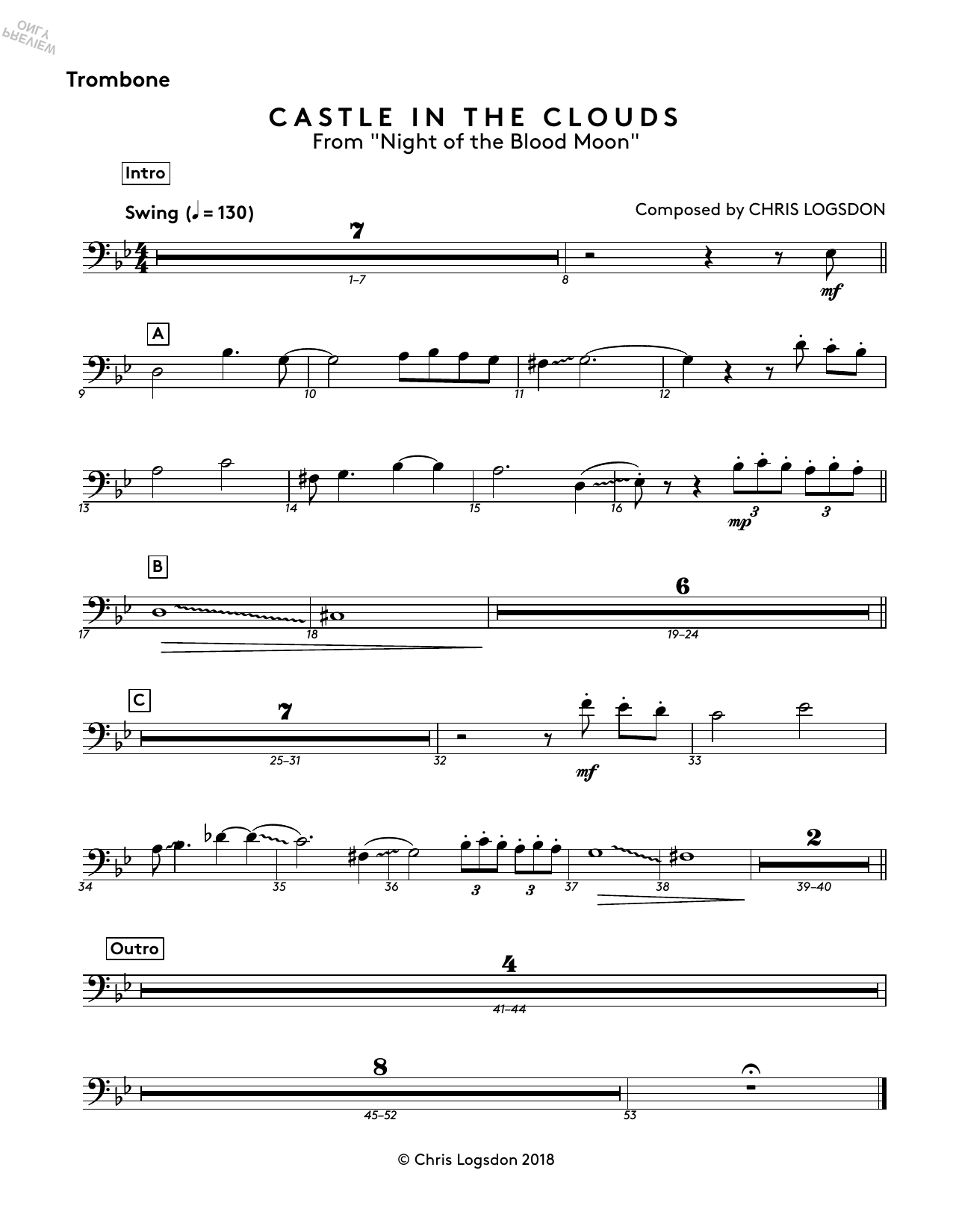 Produktbild zu: Castle In The Clouds (from Night of the Blood Moon) - Trombone