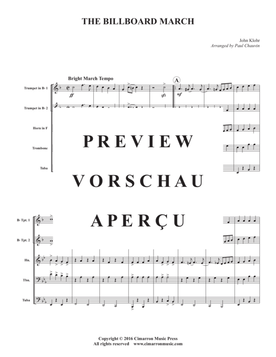 Produktgalerie: Seite 3 von 11 The Billboard March , , (Blechbläserquintett)