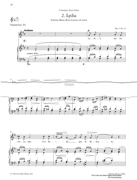 Produktgalerie: Seite 1 von 1 Lydia Op.4, No.2, Gabriel Fauré, Gesang, Klavier