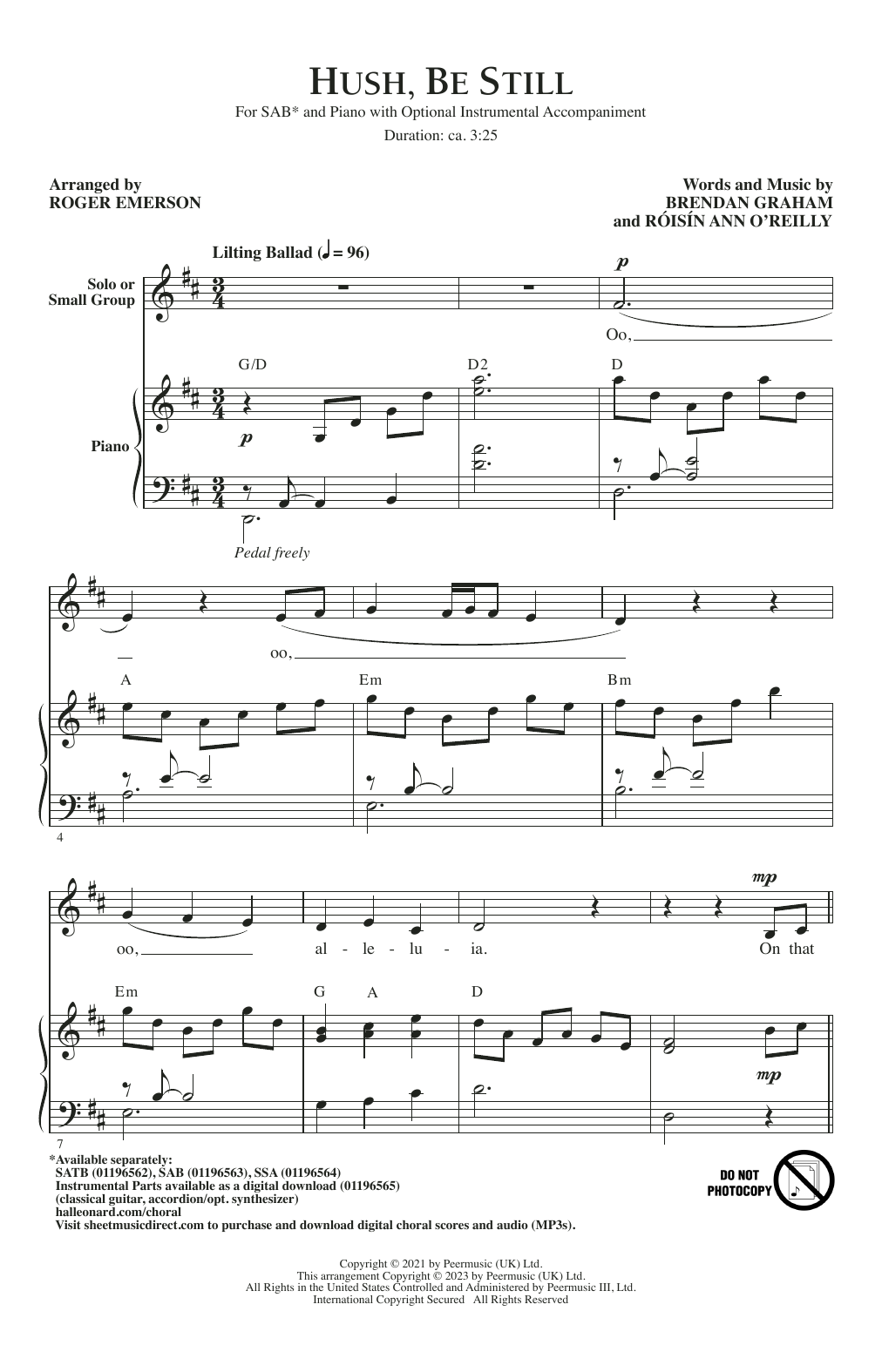 Produktbild zu: Hush, Be Still (arr. Roger Emerson)
