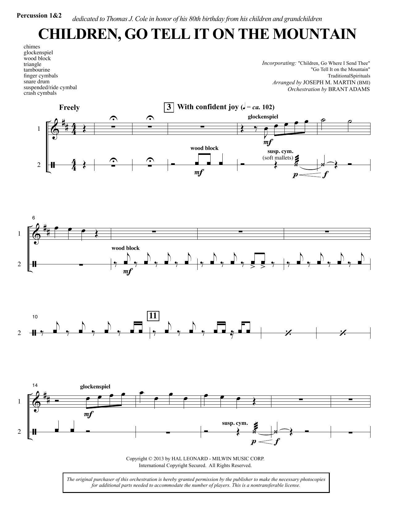 Produktgalerie: Seite 1 von 1 Children, Go Tell It on the Mountain - Percussion 1 & 2, Joseph M. Martin, Chor