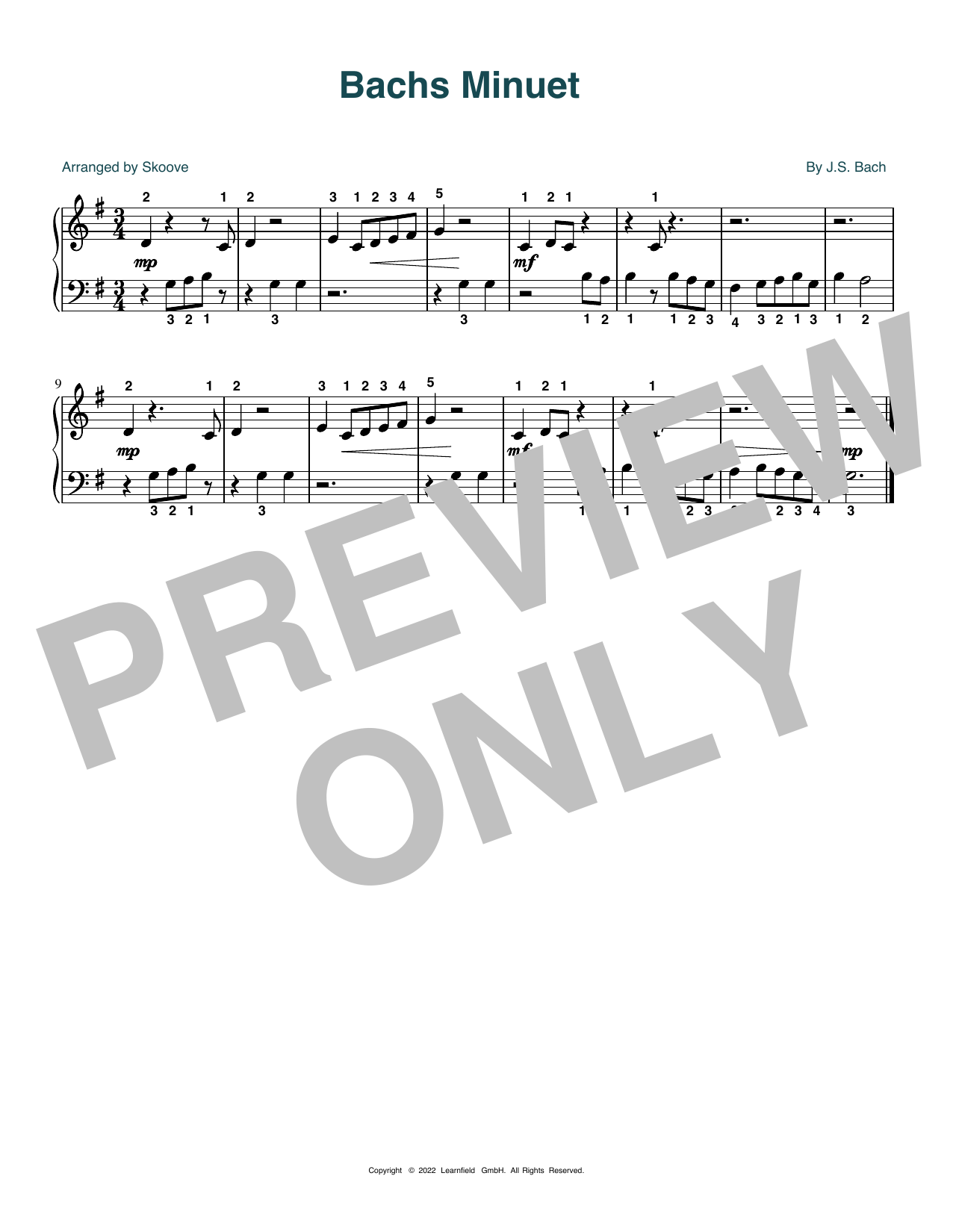 Product picture to: Bach's Minuet (arr. Skoove)