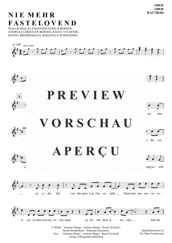 gallery: Nie Mehr Fastelovend, Querbeat, (Oboe)