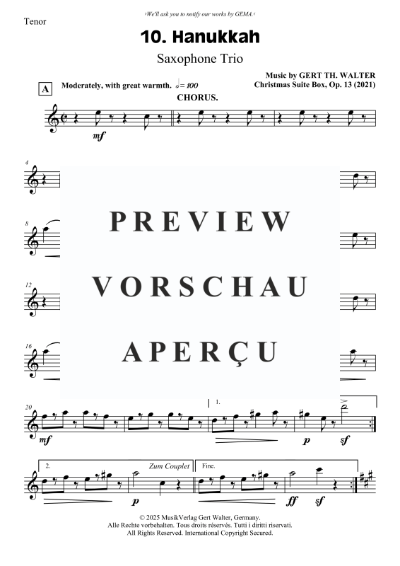 gallery: Hanukkah, , Saxophon Trio SA(T)B