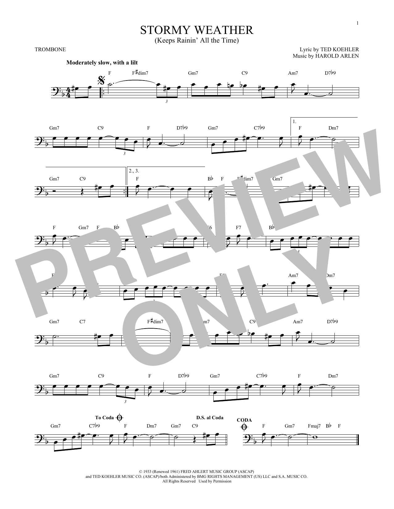 Product gallery: Page 1 of 1 Stormy Weather (Keeps Rainin' All The Time), Harold Arlen