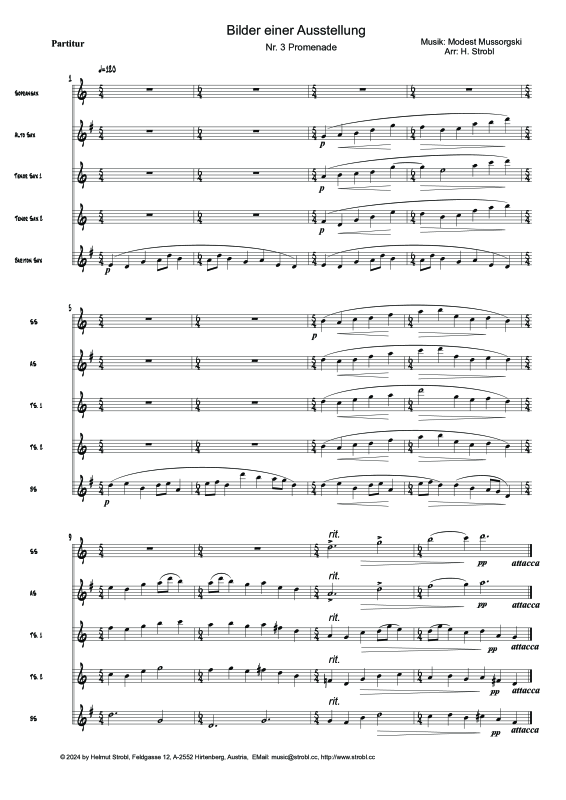 Produktgalerie: Seite 1 von 11 Promenade, Das alte Schloß, , Saxophon Quintett