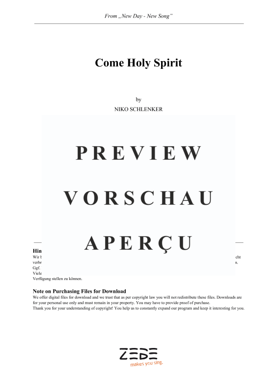 gallery: Come Holy Spirit, , Gemischter Chor 3-stimmig