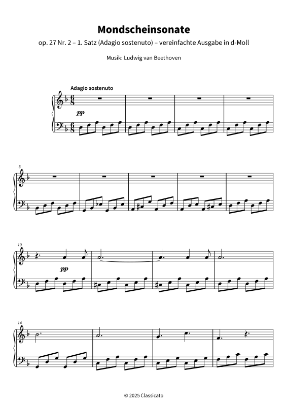 gallery: Mondscheinsonate - Vereinfachte Klavierausgabe für Anfänger, , Klavier Solo