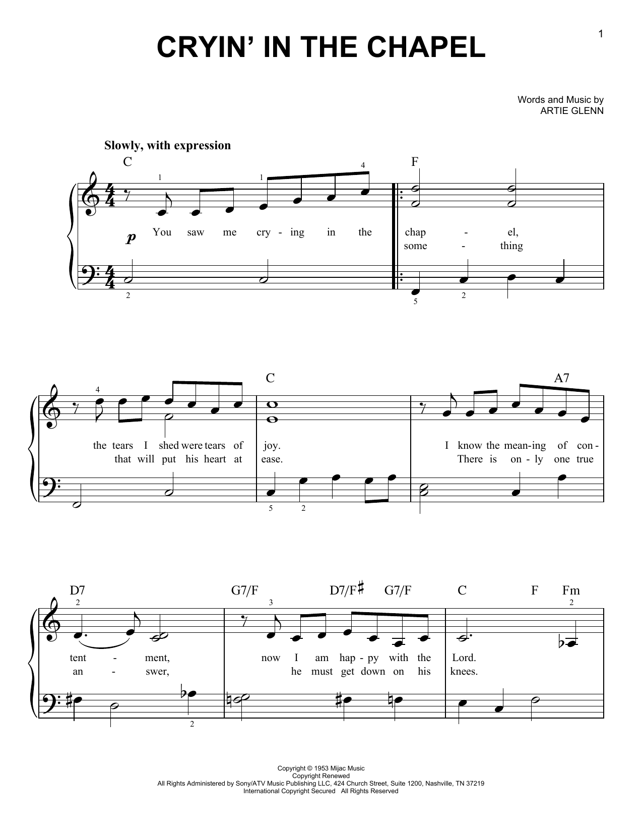 Produktgalerie: Seite 1 von 1 Crying In The Chapel, Elvis Presley, Klavier