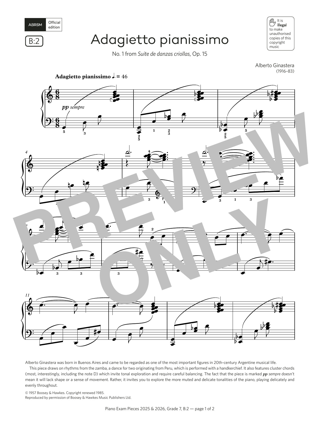 Produktbild zu: Adagietto pianissimo (Grade 7, list B2, from the ABRSM Piano Syllabus 2025 & 2026)