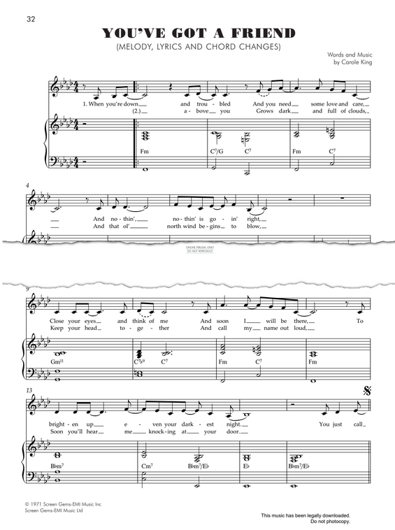 Produktgalerie: Seite 1 von 1 You've Got A Friend, Carole King, Gesang, Klavier
